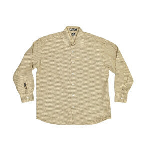 Sean John Men's Button Down Shirt Size XXL Beige Black Geometric Pattern